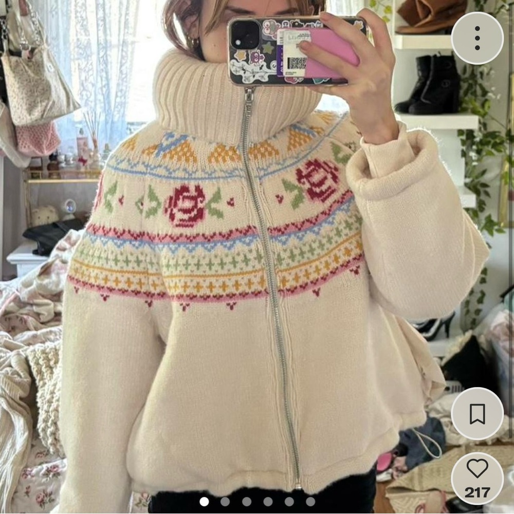 Blank NYC Cream and Pink Cowl Neck Sweater